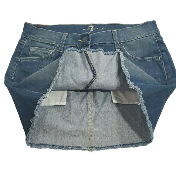 7 For All Mankind Skirt Size 26 Womens Dark Wash Button Fly Mini Denim - Picture 3 of 4